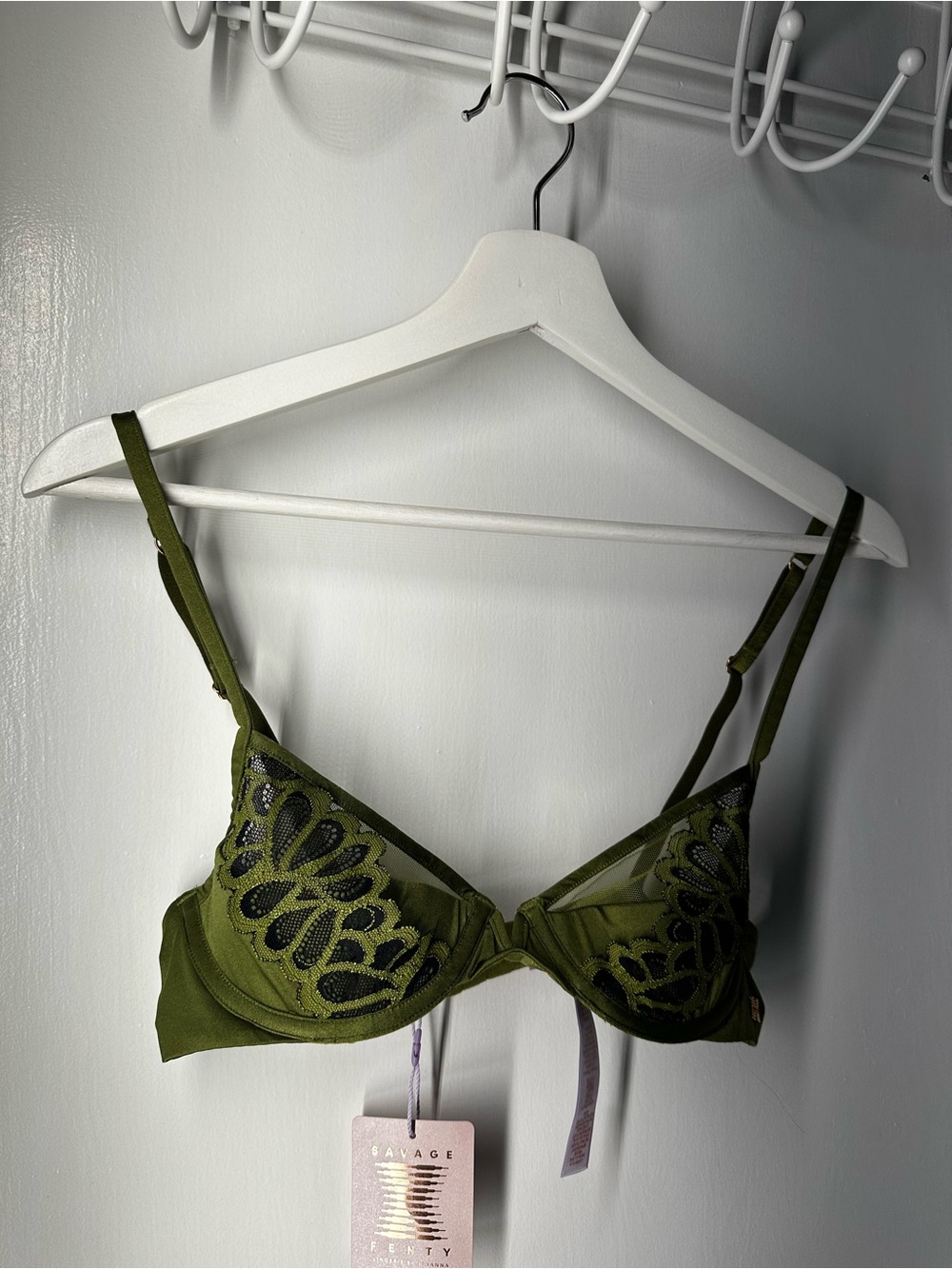 Savage X Fenty Olive Green Lace Underwire Bra